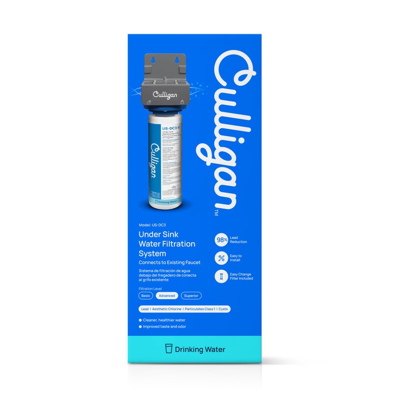 Culligan نظام فلترة المياه تحت الحوض كوليجان US-DC3، اتصال مباشر، فلترة رائدة ممتازة، يزيل 99% من الرصاص، الكلور، الطعم والرائحة، 4,750 جالون، خرطوشة لمدة 12 شهر، 1.5 جالون في الدقيقة - Image 2